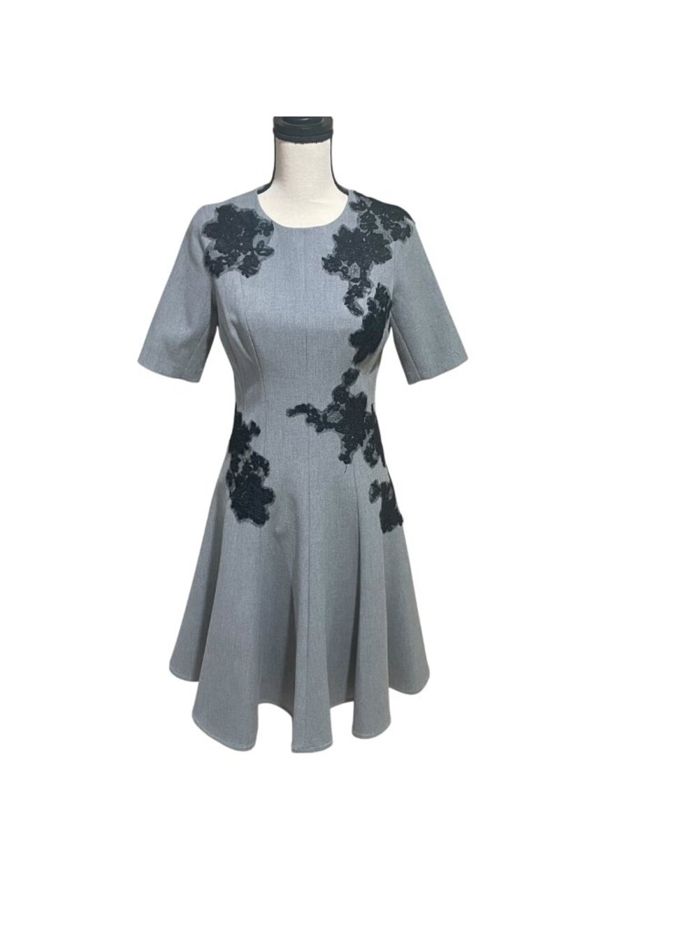 teri jon embroidered boat neck midi dress
